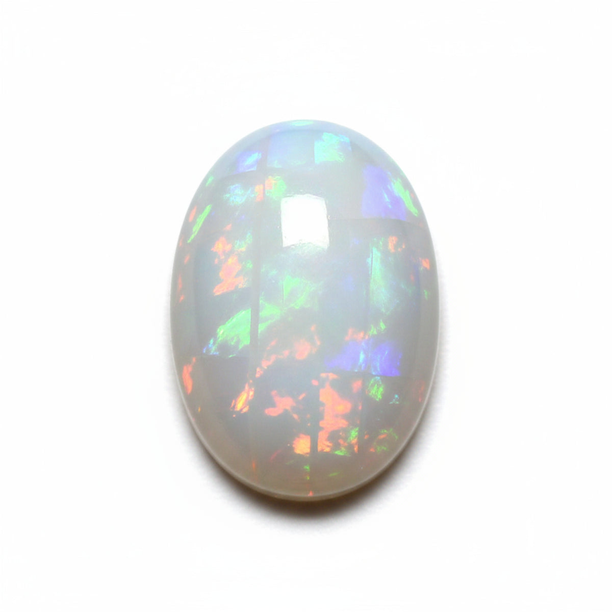 Created Opal 1PC Large 9x11 MM Oval Cabochon White Sparkling semi Precious Semi Precious Gemstone