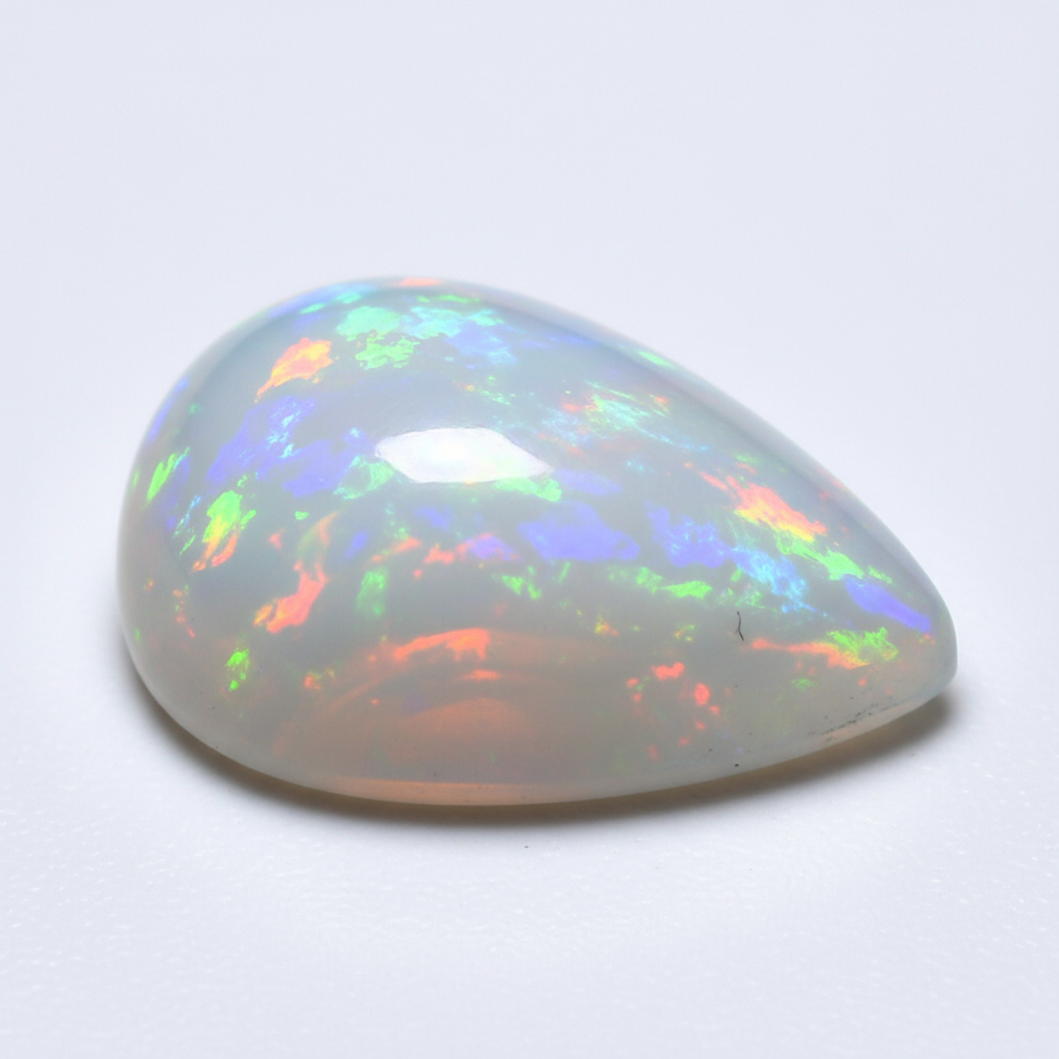 Created Opal 1PC Large 10x12 MM Pear Cabochon White High-Quality semi Precious Precious Gemstone Huvudsaklig produktbild