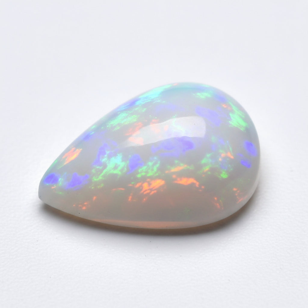 Created Opal 1PC Large 10x12 MM Pear Cabochon White High-Quality semi Precious Precious Gemstone