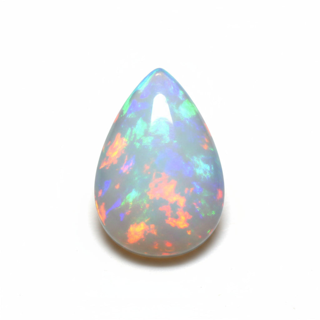 Created Opal 1PC Tiny 5x7 MM Pear Cabochon White Brilliant semi Precious Loose Gemstones