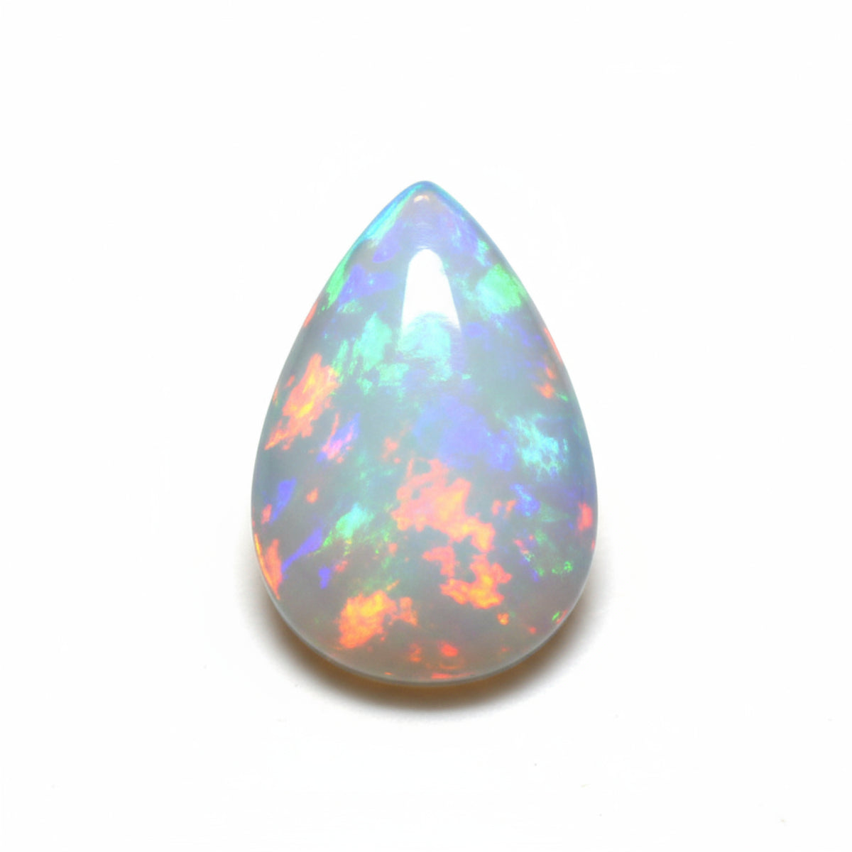Created Opal 1PC Small 6x8 MM Pear Cabochon White Sparkling semi Precious Semi Precious Gemstone
