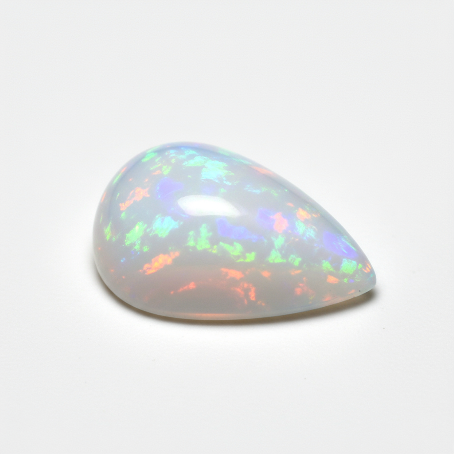 Created Opal 1PC Small 6x8 MM Pear Cabochon White Sparkling semi Precious Semi Precious Gemstone Immagine secondaria del prodotto