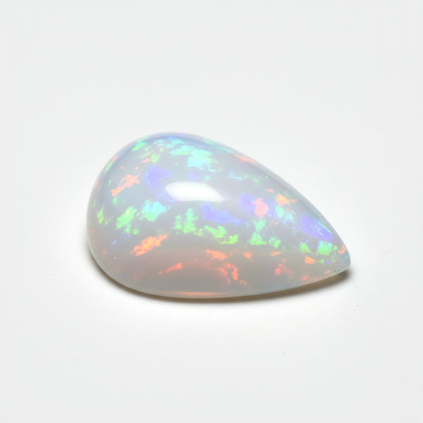 Created Opal 1PC Small 6x8 MM Pear Cabochon White Sparkling semi Precious Semi Precious Gemstone