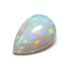 1 Stück Opal, klein, 6 x 9 mm, Birnen-Cabochon, weiß poliert, Halbedelstein