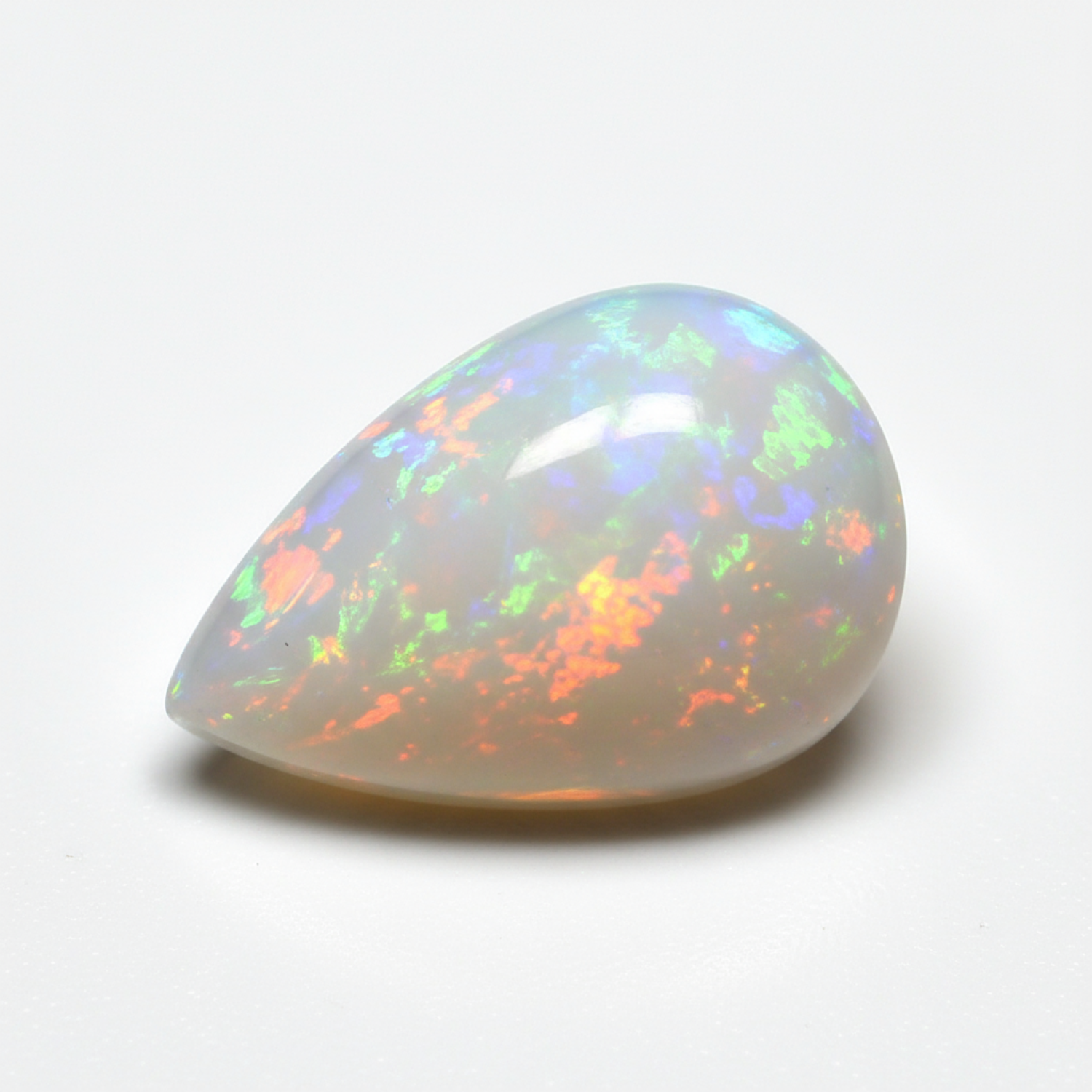 Created Opal 1PC Small 6x9 MM Pear Cabochon White Polished semi Precious Precious Gemstone Immagine secondaria del prodotto