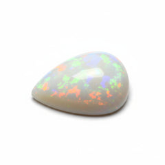 Created Opal 1PC Medium 8x10 MM Pear Cabochon White Lustrous semi Precious Loose Gemstone
