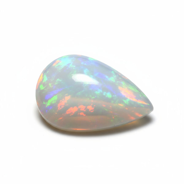Created Opal 1PC Large 8x12 MM Pear Cabochon White Fine semi Precious Semi Precious Gemstone