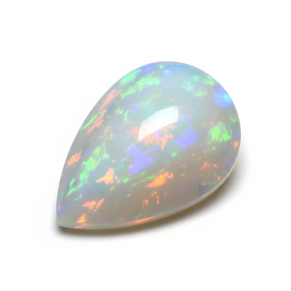 Created Opal 1PC Large 9x11 MM Pear Cabochon White Shine semi Precious Loose Gemstones
