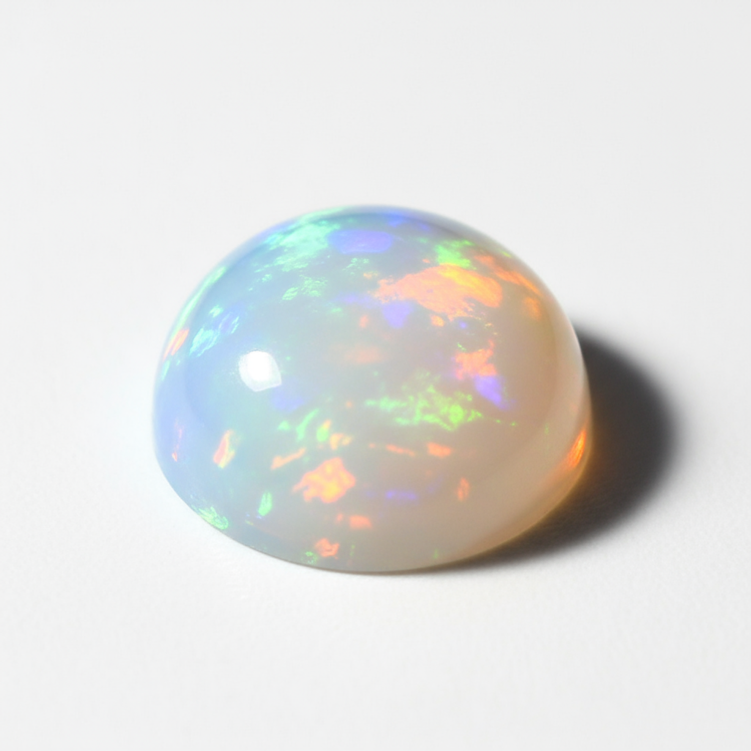 Created Opal 1PC Large 10x10 MM Round Cabochon White Brilliant semi Precious Loose Gemstones Sekundär produktbild