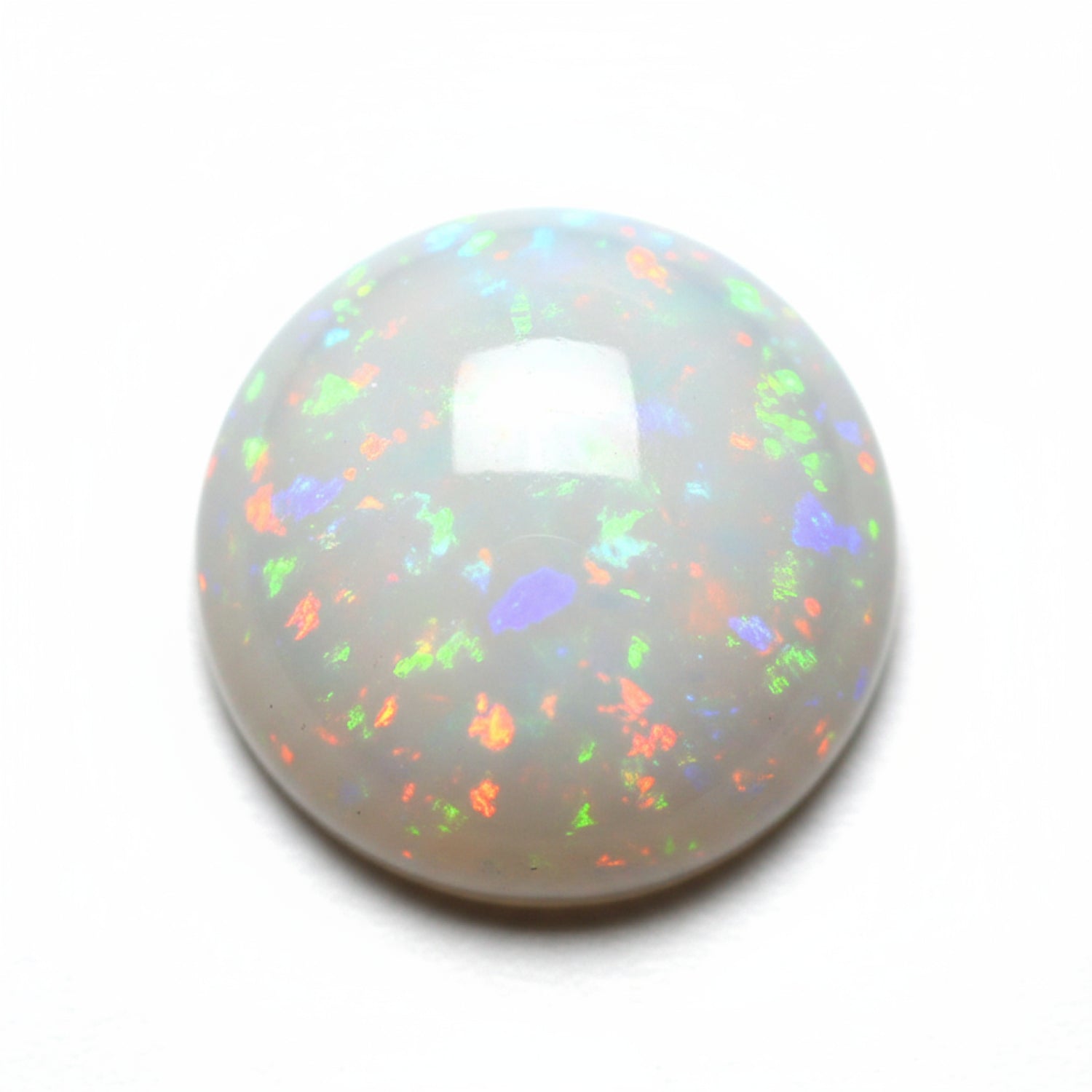 Created Opal 1PC Large 11x11 MM Round Cabochon White Sparkling semi Precious Semi Precious Gemstone