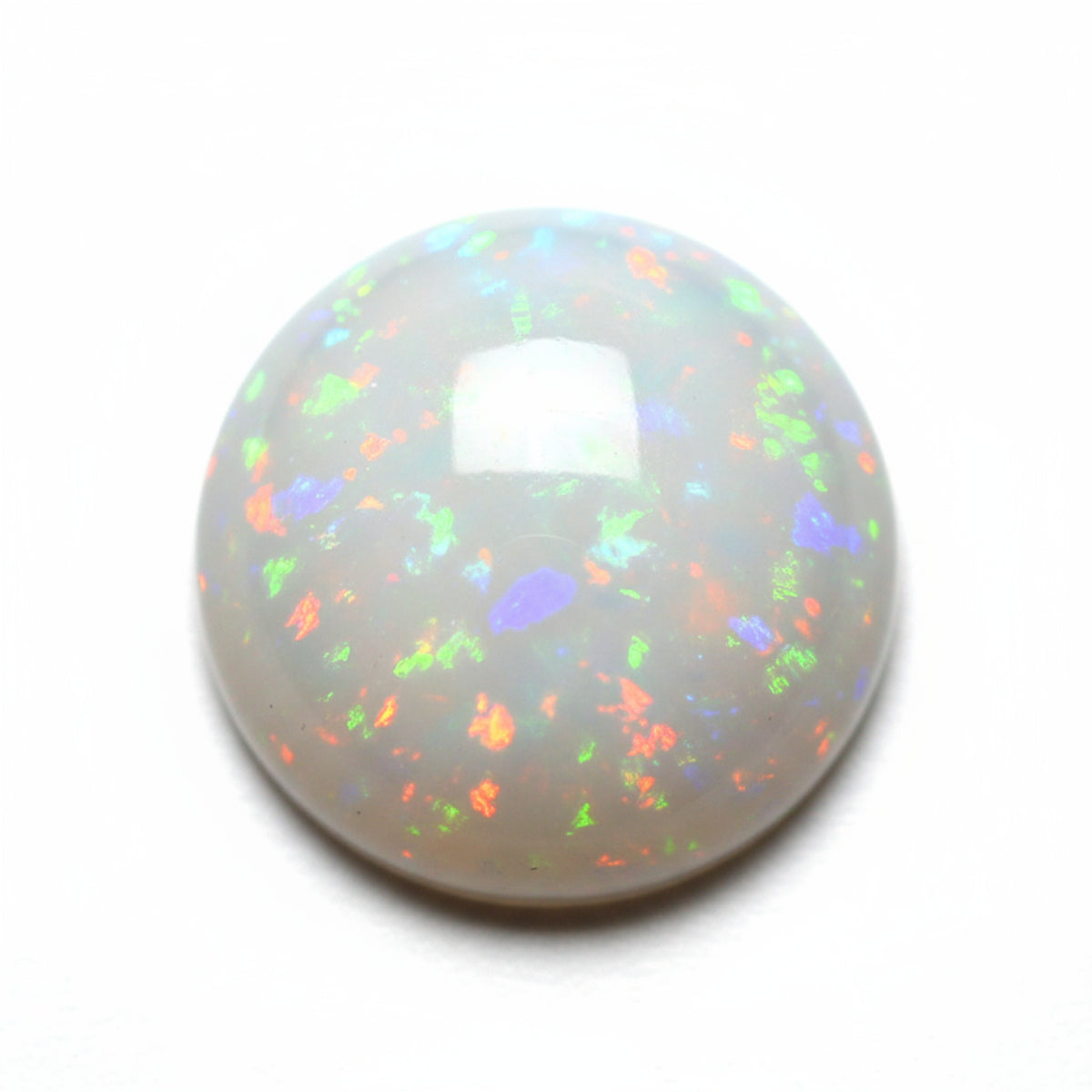 Created Opal 1PC Large 11x11 MM Round Cabochon White Sparkling semi Precious Semi Precious Gemstone