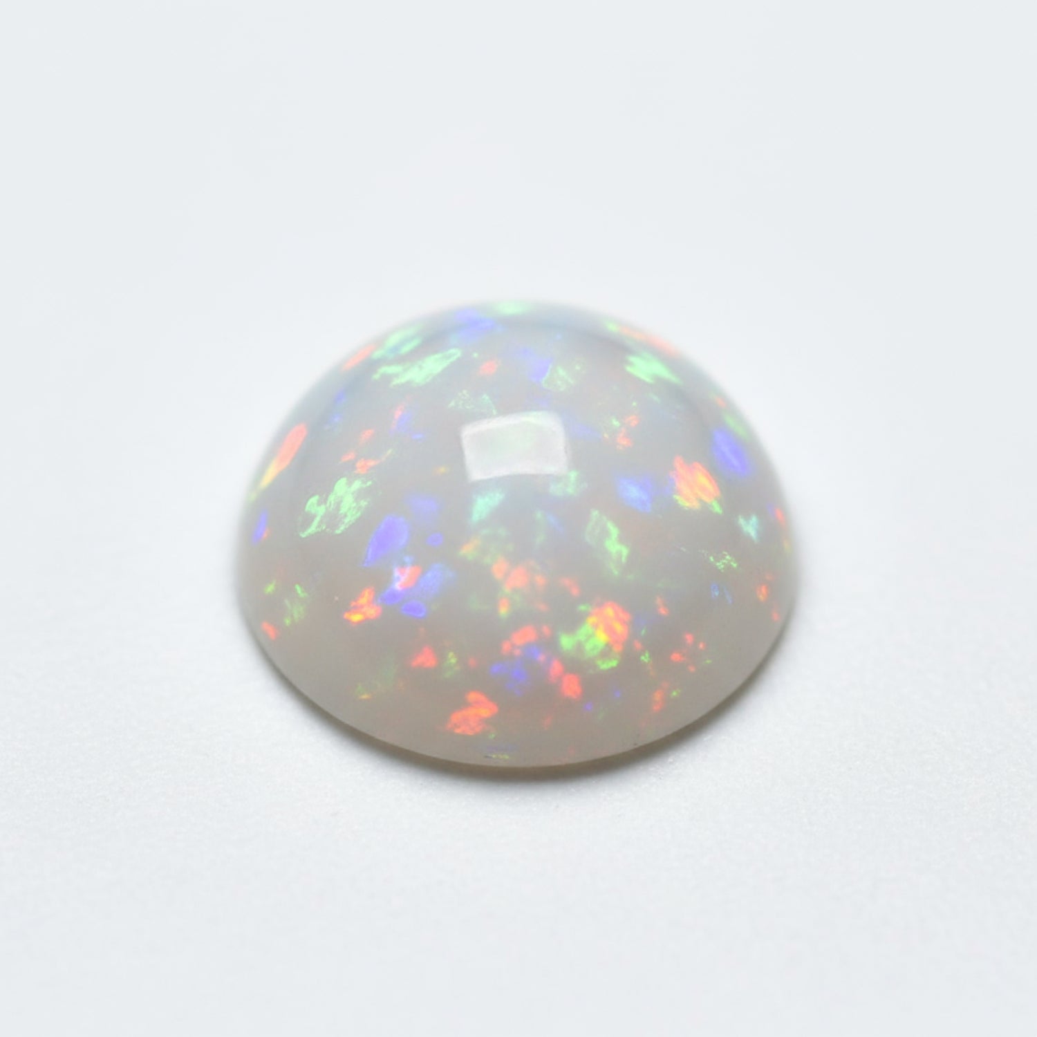 Created Opal 1PC Large 11x11 MM Round Cabochon White Sparkling semi Precious Semi Precious Gemstone