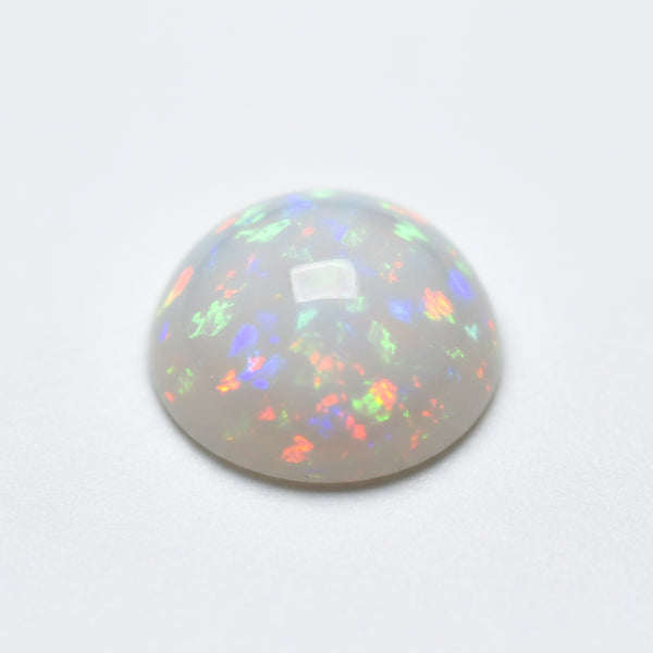 Created Opal 1PC Large 11x11 MM Round Cabochon White Sparkling semi Precious Semi Precious Gemstone