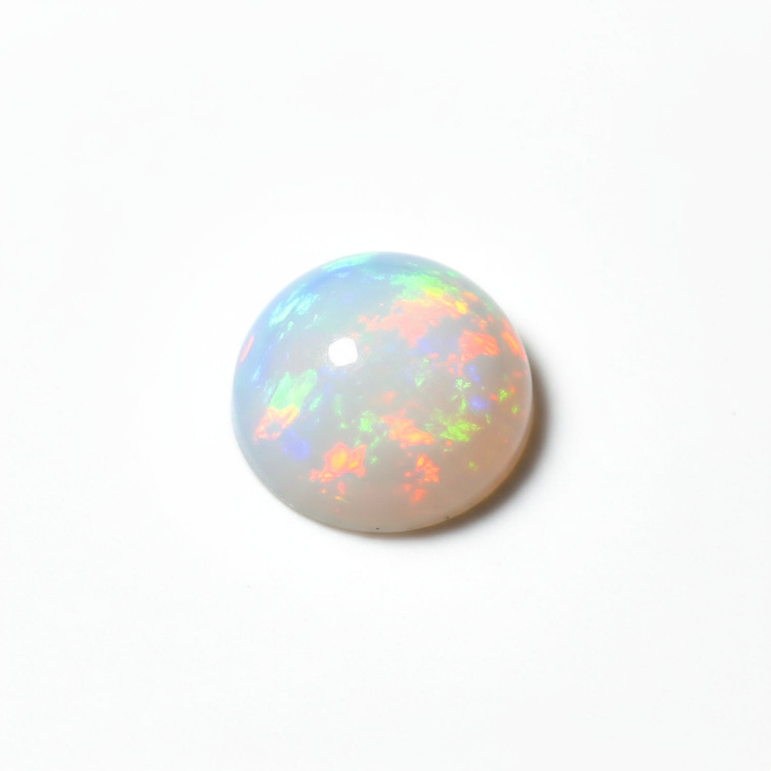Created Opal 10PC Tiny 5x5 MM Round Cabochon White Natural semi Precious Semi Precious Gemstone