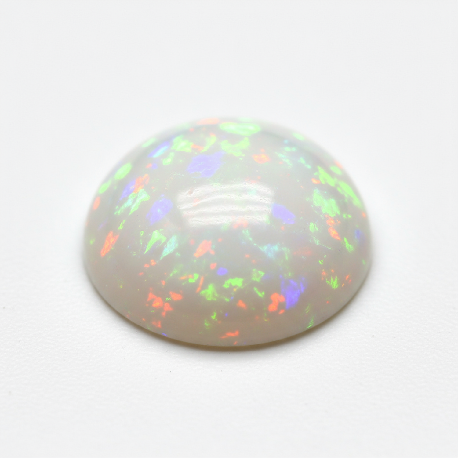 1 Stück Opal, winziger, runder Cabochon, 6 x 6 mm, weiß, echter Halbedelstein Zweitbild