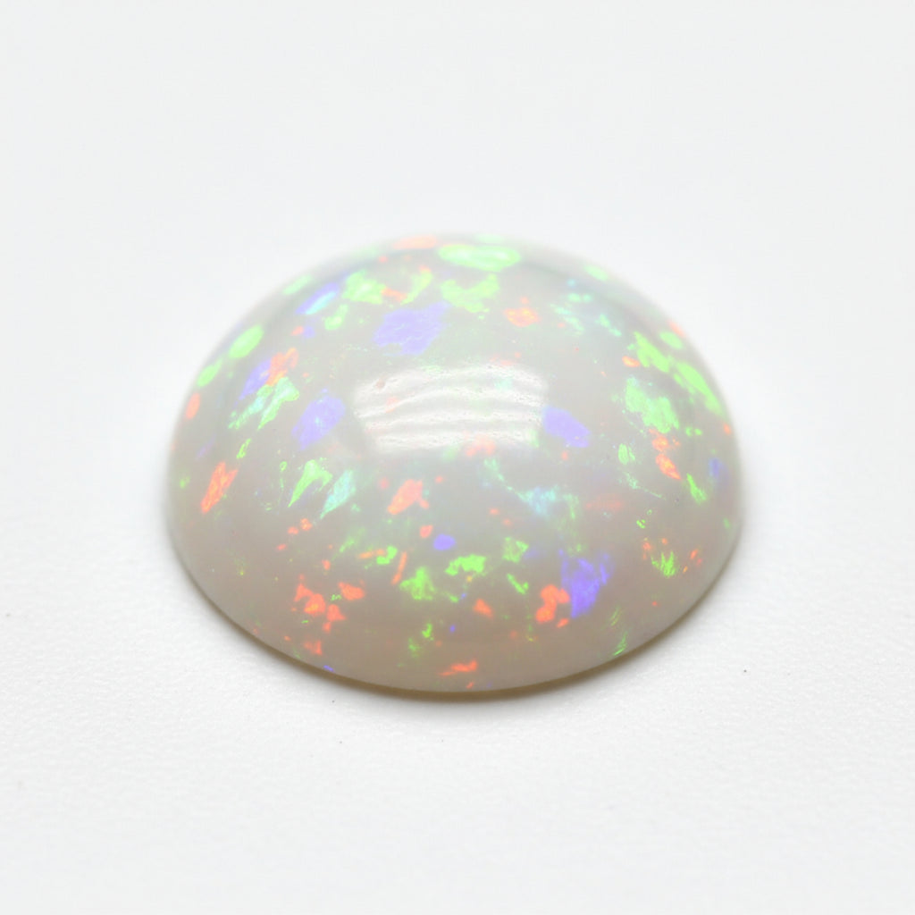 Created Opal 1PC Tiny 6x6 MM Round Cabochon White Genuine semi Precious Precious Gemstone