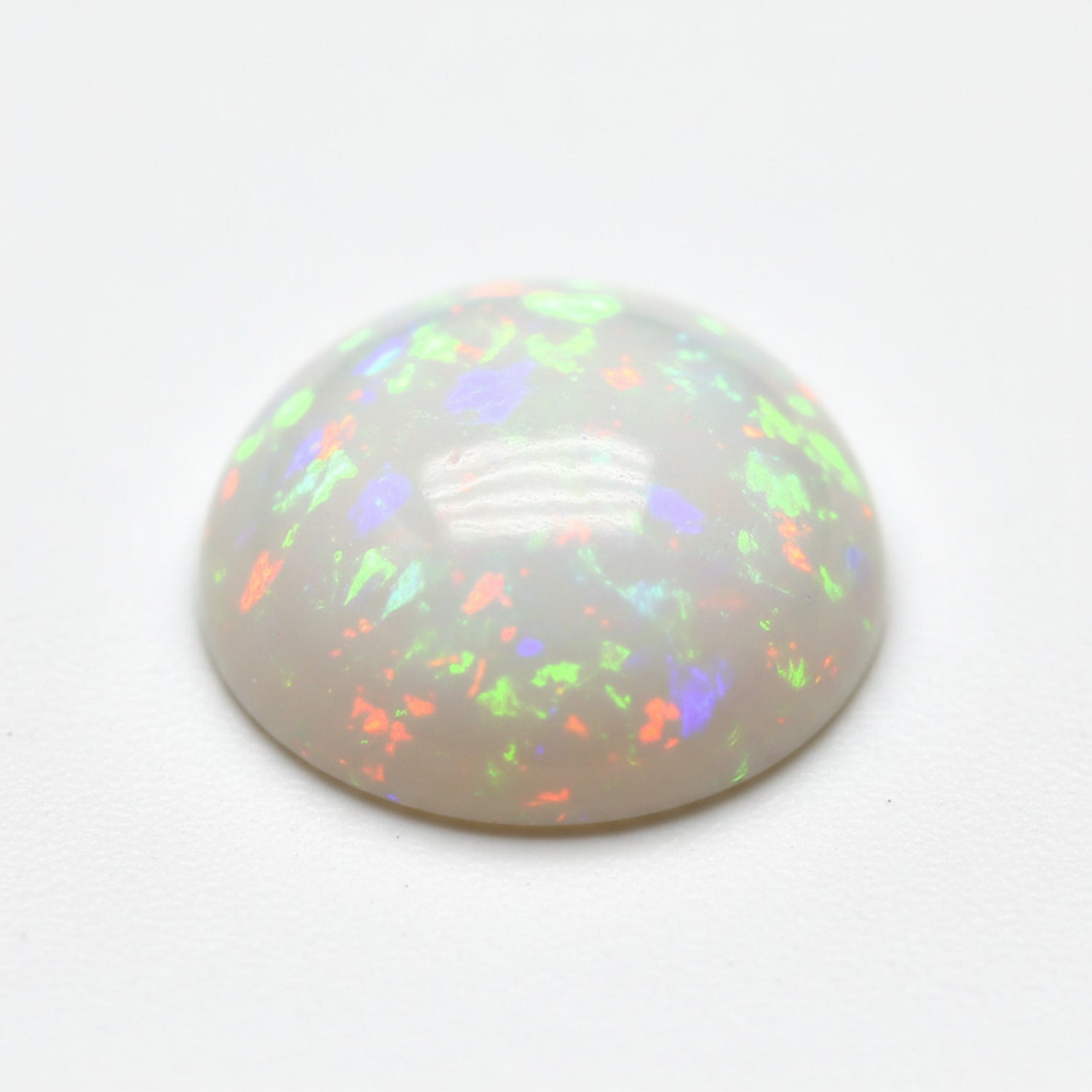 Created Opal 1PC Tiny 6x6 MM Round Cabochon White Genuine semi Precious Precious Gemstone