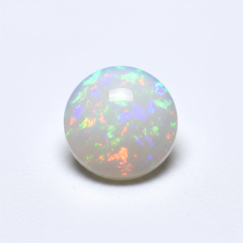 Created Opal 1PC Small 7x7 MM Round Cabochon White Superior semi Precious Gems