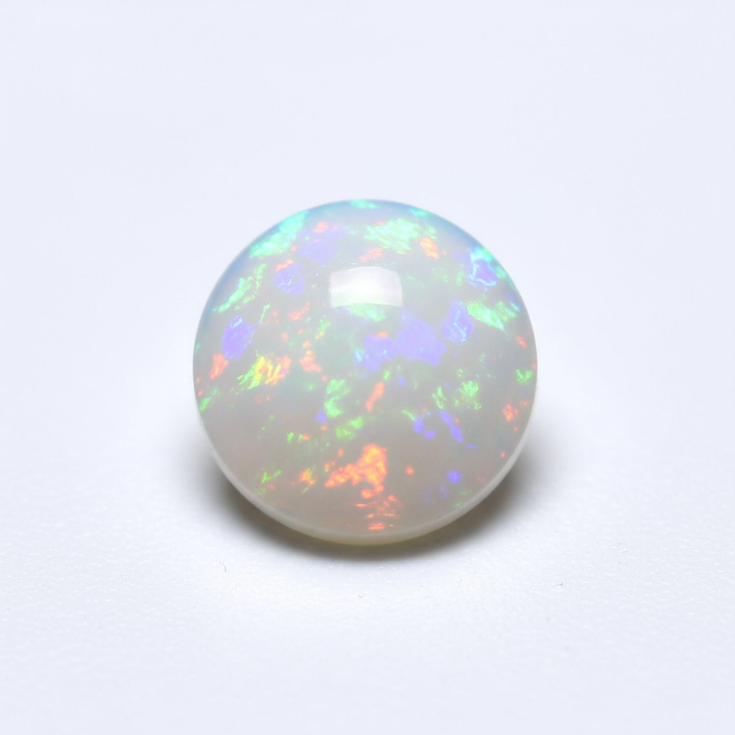 Created Opal 1PC Small 7x7 MM Round Cabochon White Superior semi Precious Gems