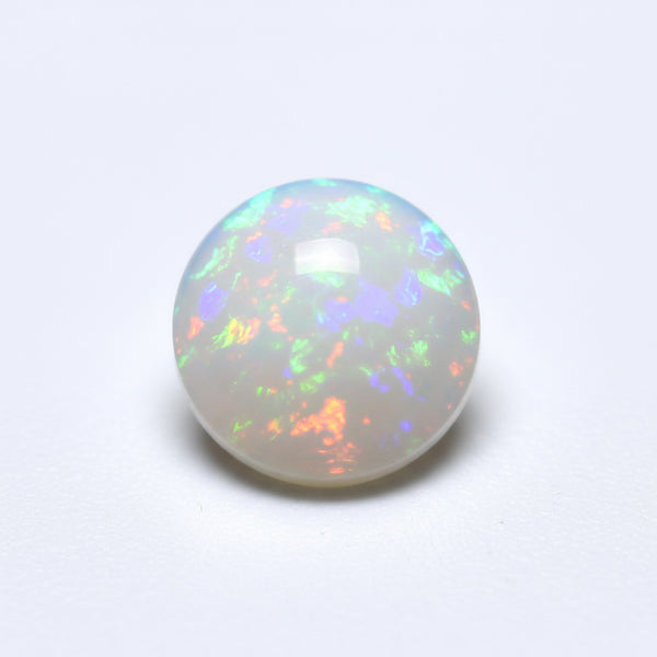 Created Opal 1PC Small 7x7 MM Round Cabochon White Superior semi Precious Gems