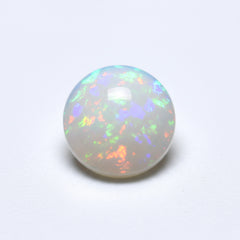 Created Opal 1PC Small 7x7 MM Round Cabochon White Superior semi Precious Gems