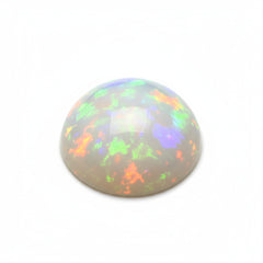 Created Opal 1PC Small 7x7 MM Round Cabochon White Superior semi Precious Gems