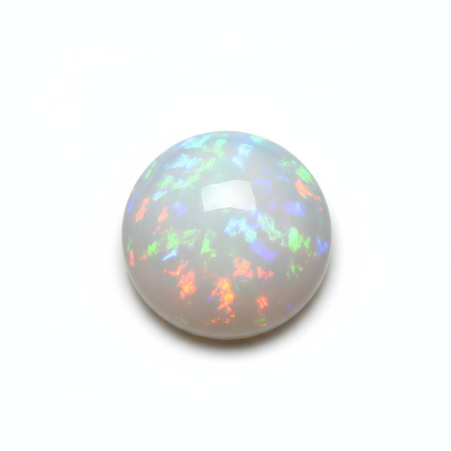 Created Opal 1PC Small 8x8 MM Round Cabochon White Pure semi Precious Loose Gems