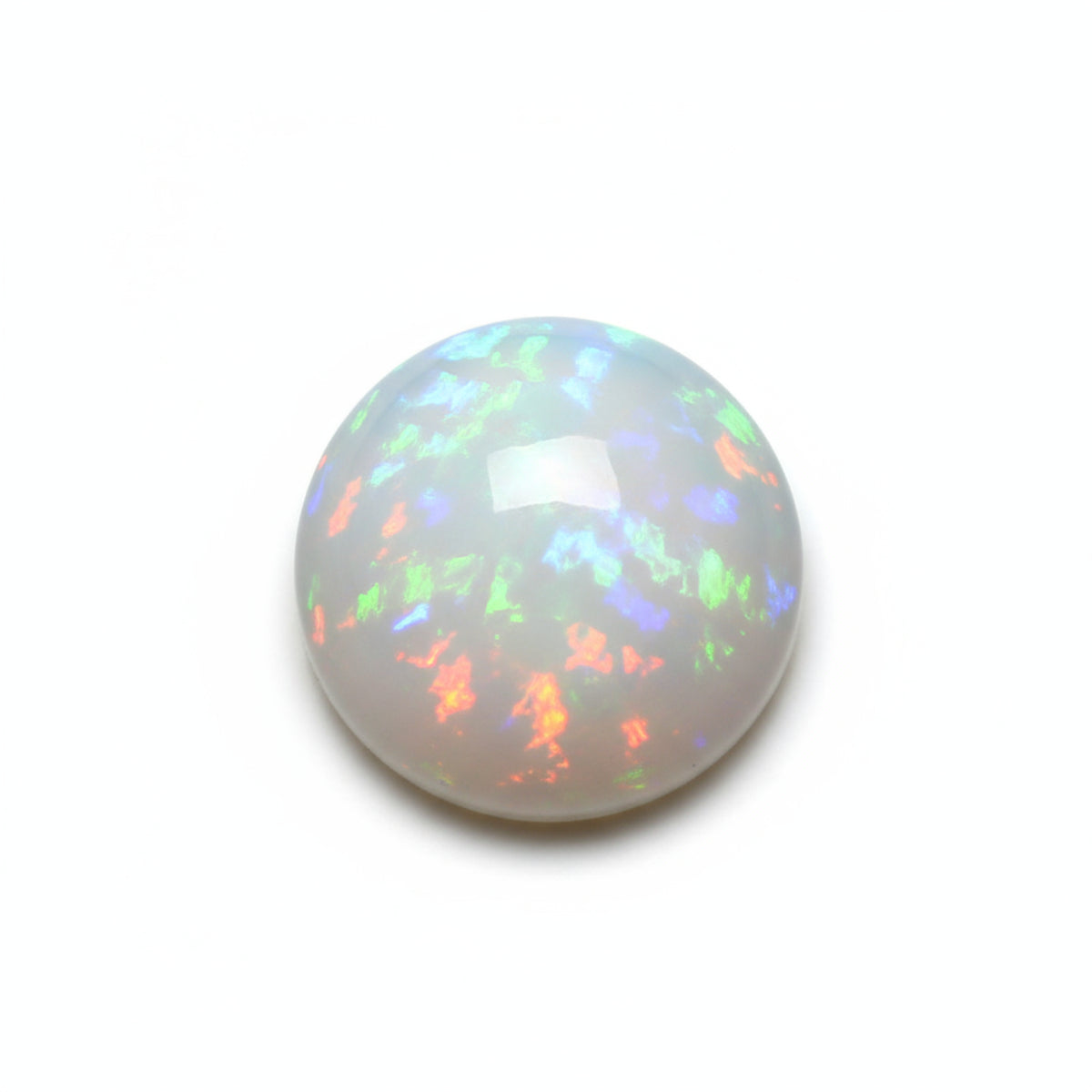 Created Opal 1PC Small 8x8 MM Round Cabochon White Pure semi Precious Loose Gems