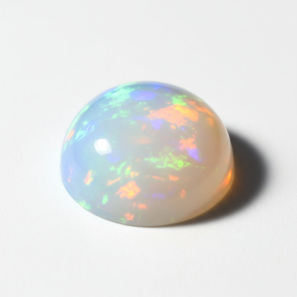 Created Opal 1PC Small 8x8 MM Round Cabochon White Pure semi Precious Loose Gems