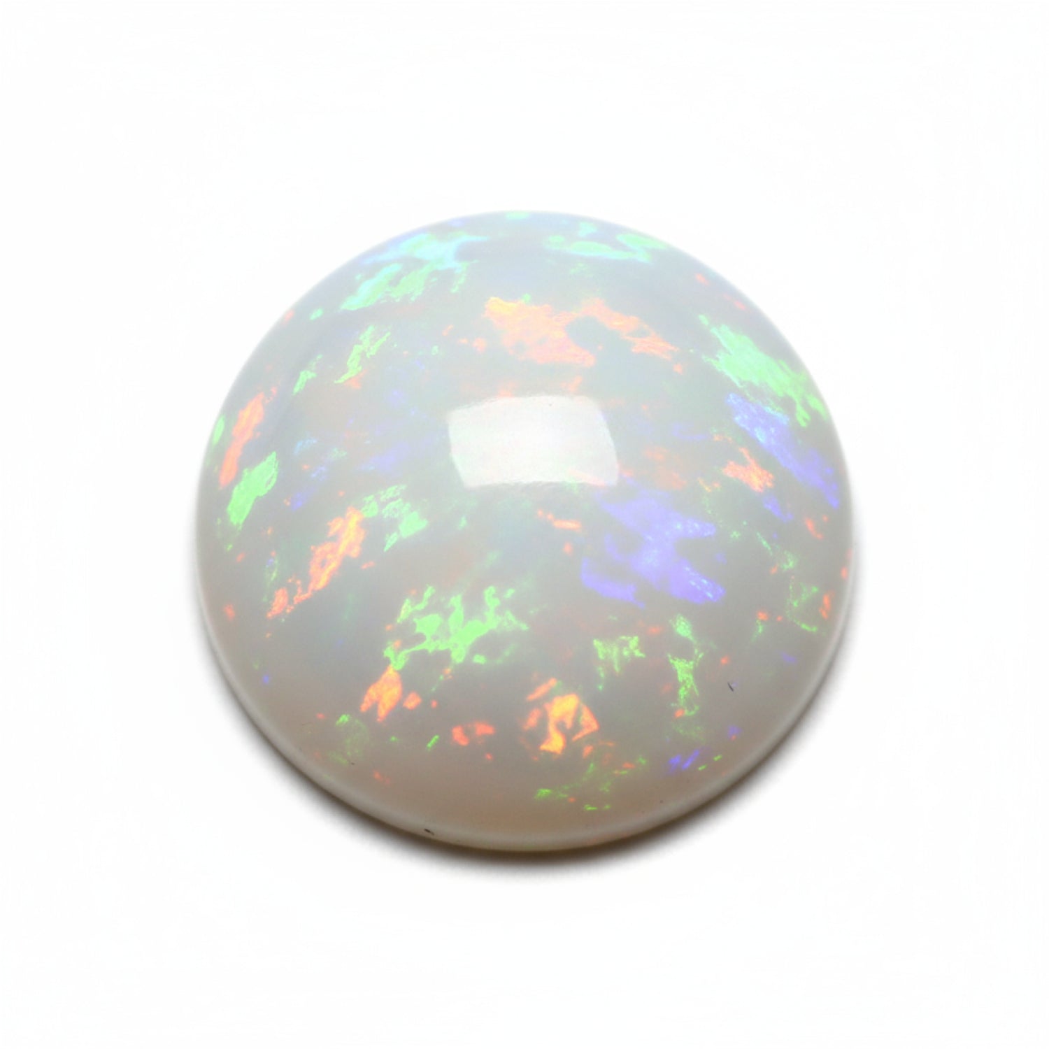Created Opal 1PC Medium 9x9 MM Round Cabochon White Fiery semi Precious Loose Gemstone