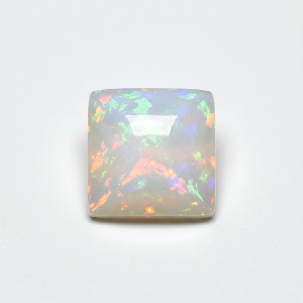 Created Opal 1PC Small 8x8 MM Square Cabochon White Natural semi Precious Gems