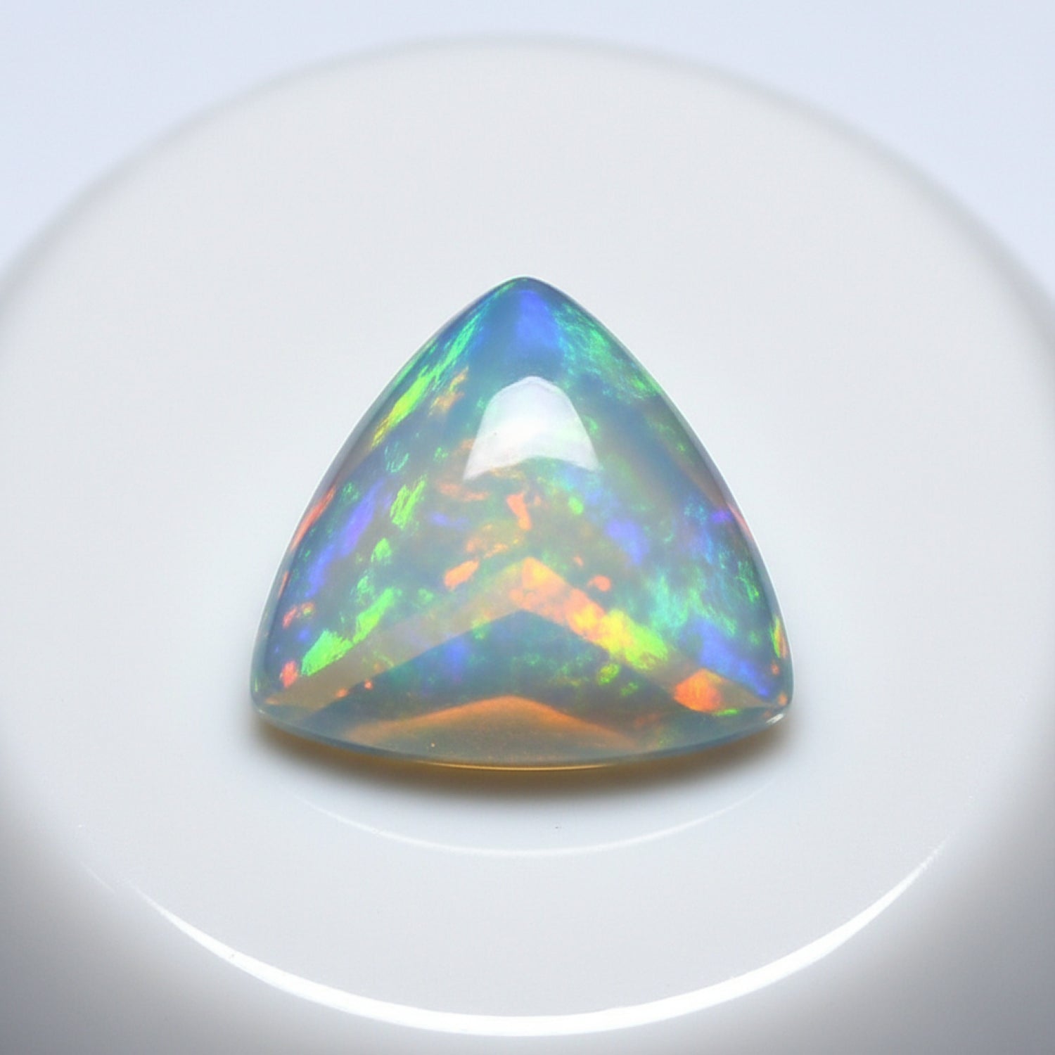 Created Opal 1PC Large 10x10 MM Triangle Cabochon White Shine semi Precious Precious Gemstone