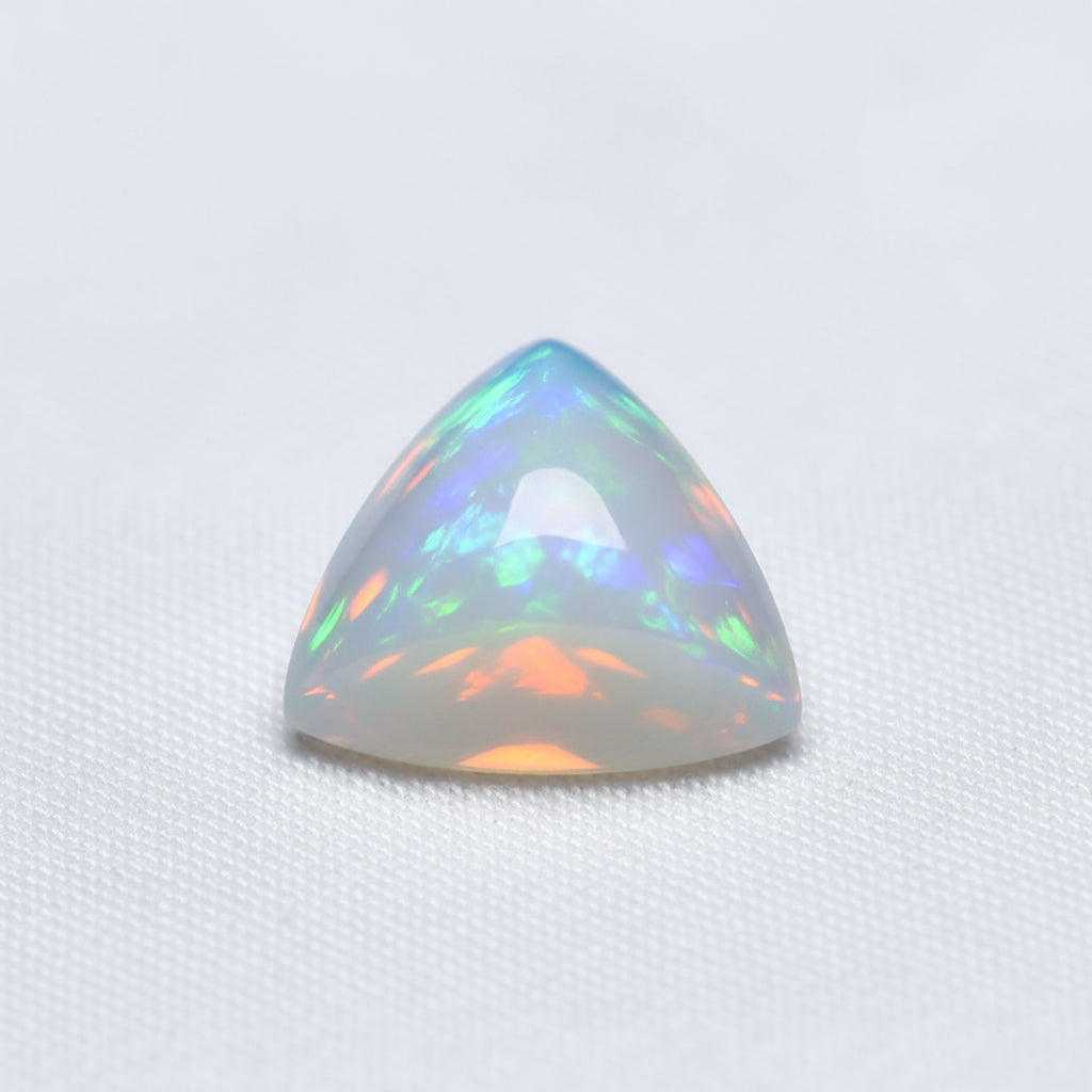 Created Opal 10PC Tiny 5x5 MM Triangle Cabochon White Sparkling semi Precious Gems