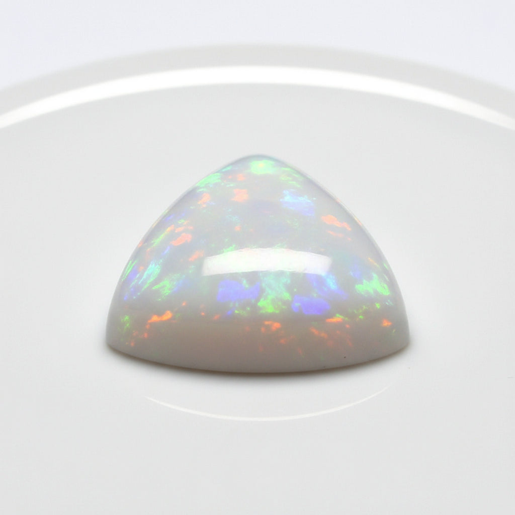 Created Opal 1PC Small 8x8 MM Triangle Cabochon White Luster semi Precious Loose Gemstones