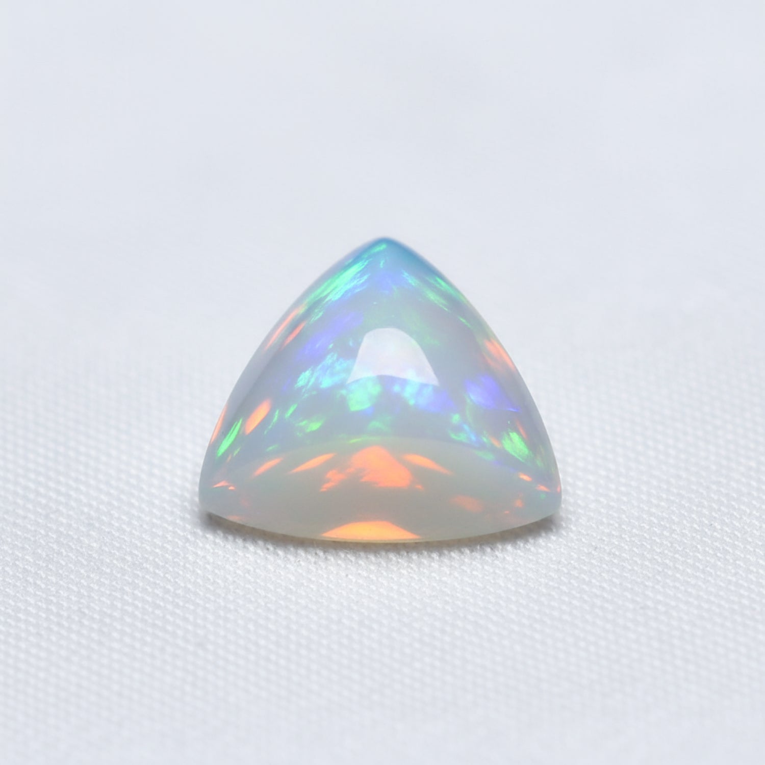 Created Opal 1PC Medium 9x9 MM Triangle Cabochon White Lustrous semi Precious Semi Precious Gemstone