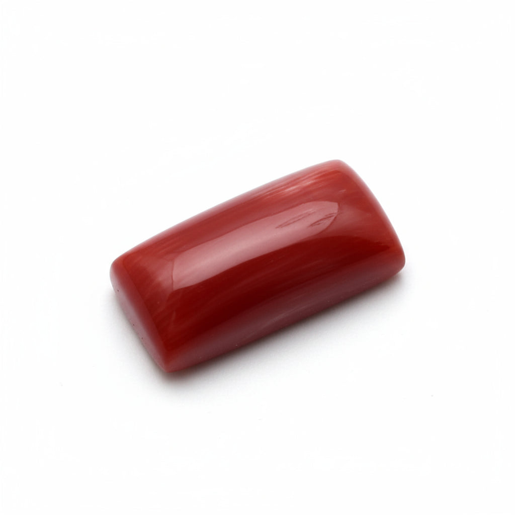 Coral 1PC Medium 7x14 MM Baguette Cabochon Red Brilliant Precious Loose Gemstones