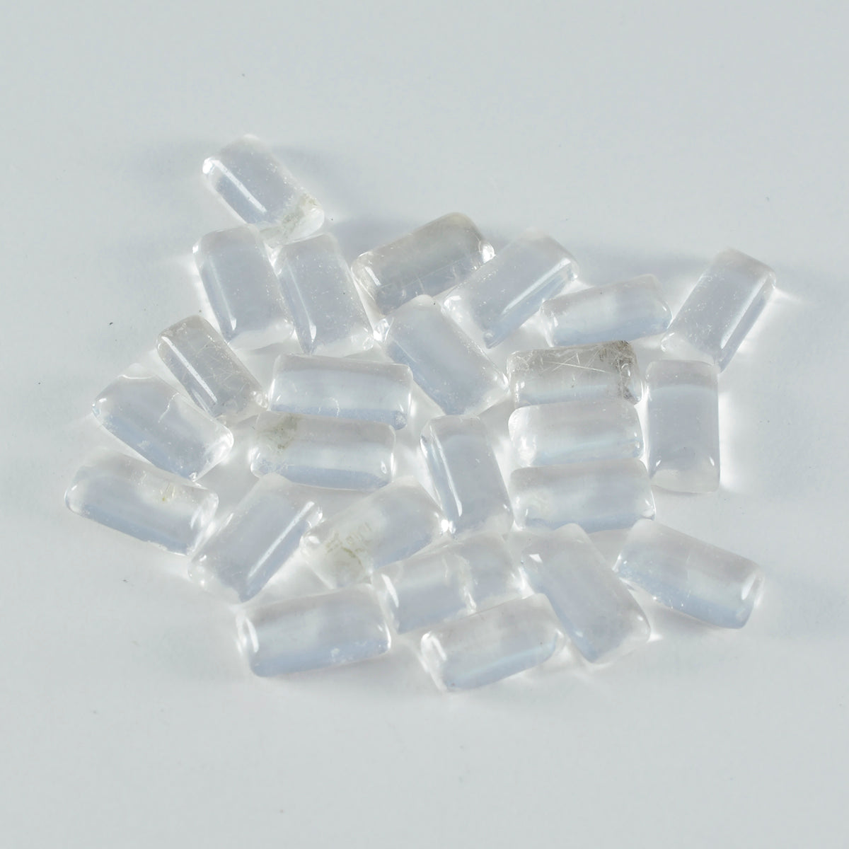 Crystal Quartz 10PC Tiny 4x8 MM Baguette Cabochon White Polished semi Precious Precious Gemstone