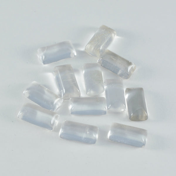 Crystal Quartz 1PC Medium 7x14 MM Baguette Cabochon White Lustrous semi Precious Loose Gemstone