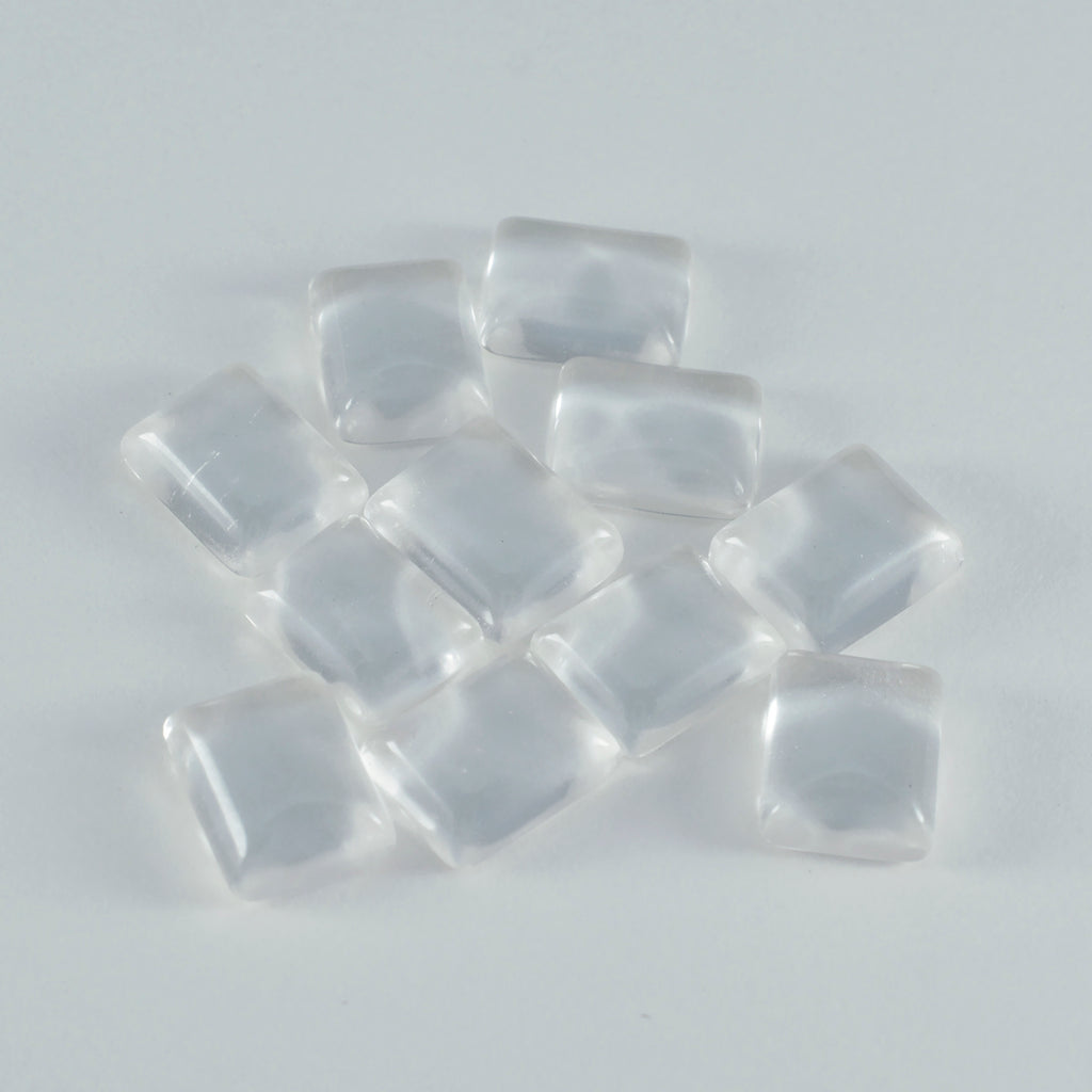 Crystal Quartz 1PC Medium 8x10 MM Emerald Cabochon White Luster semi Precious Loose Gemstones
