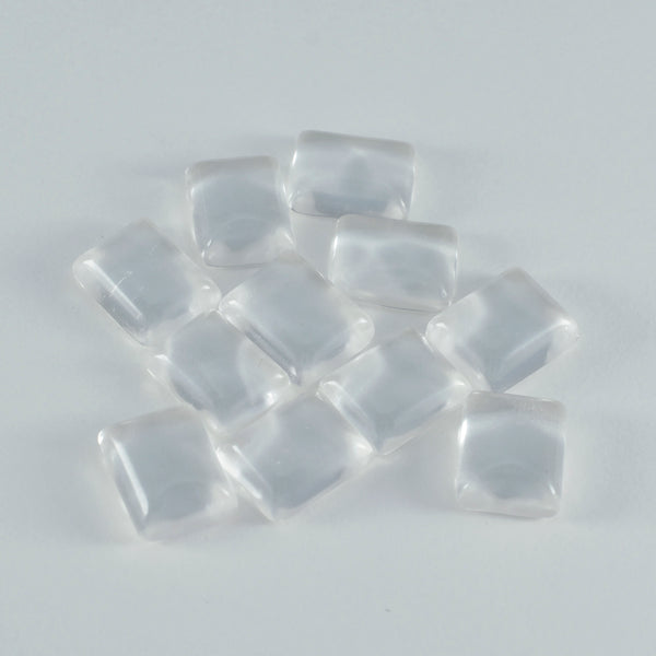 Crystal Quartz 1PC Medium 8x10 MM Emerald Cabochon White Luster semi Precious Loose Gemstones