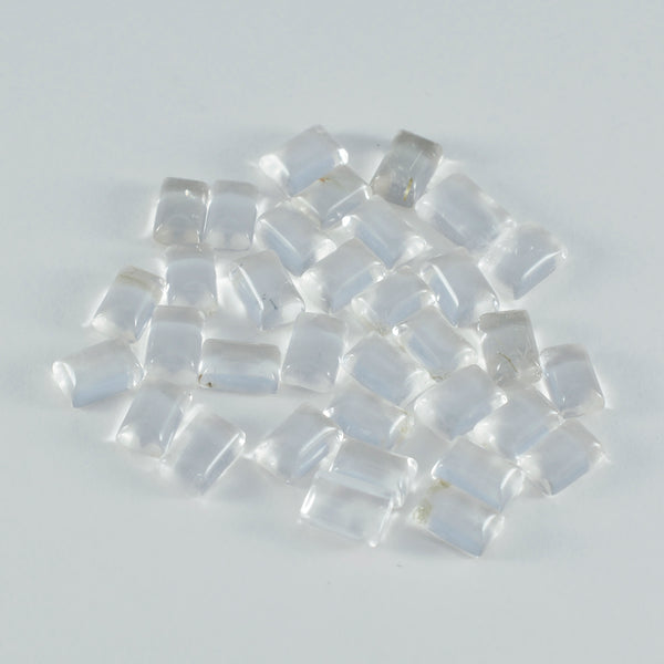 Crystal Quartz 1PC Tiny 5x7 MM Emerald Cabochon White Fiery semi Precious Semi Precious Gemstone