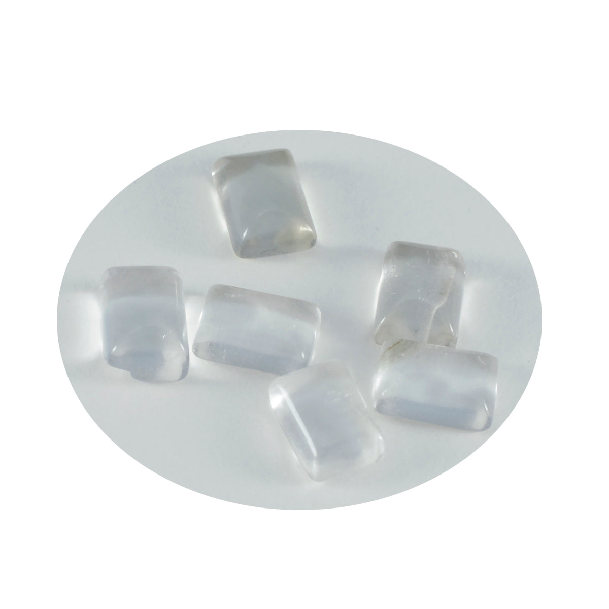 Crystal Quartz 1PC Medium 7x10 MM Emerald Cabochon White Splendid semi Precious Loose Gemstone