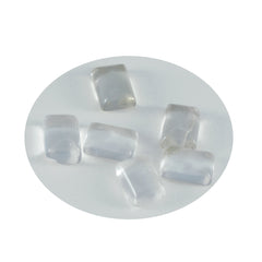 Crystal Quartz 1PC Medium 7x10 MM Emerald Cabochon White Splendid semi Precious Loose Gemstone
