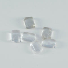Crystal Quartz 1PC Small 7x9 MM Emerald Cabochon White Polished semi Precious Loose Gems