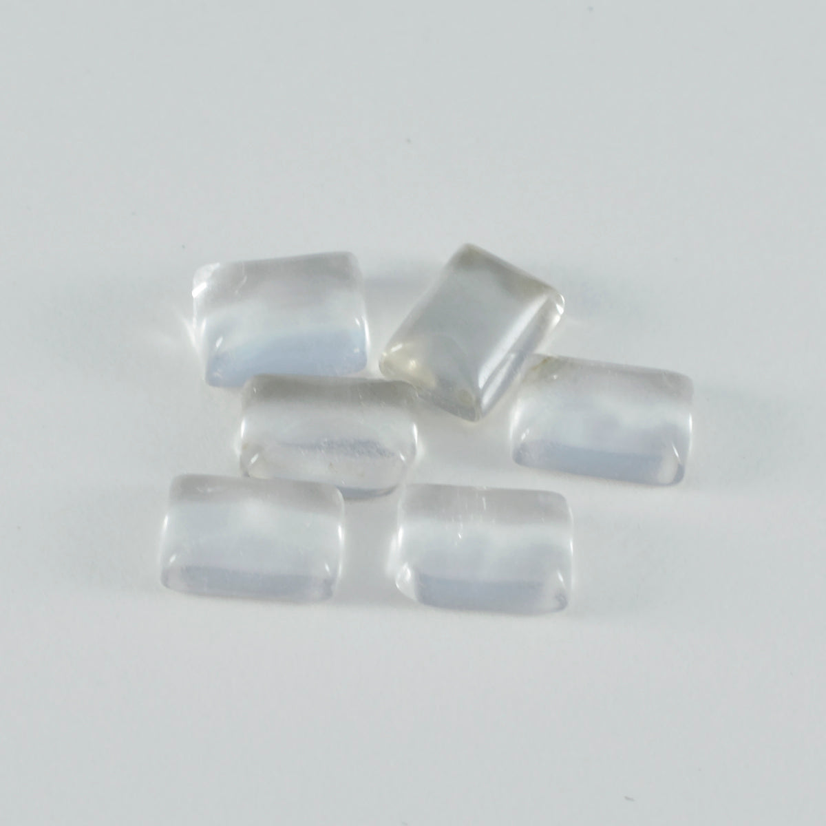 Crystal Quartz 1PC Medium 8x10 MM Emerald Cabochon White Luster semi Precious Loose Gemstones