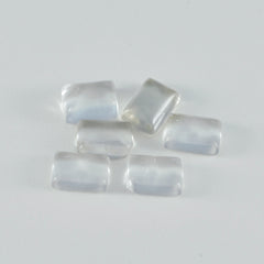 Crystal Quartz 1PC Medium 8x10 MM Emerald Cabochon White Luster semi Precious Loose Gemstones