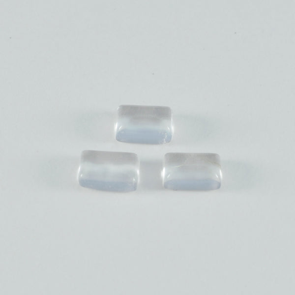 Crystal Quartz 1PC Tiny 5x7 MM Emerald Cabochon White Fiery semi Precious Semi Precious Gemstone