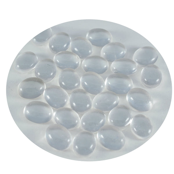 Crystal Quartz 1PC Small 6x8 MM Oval Cabochon White Superior semi Precious Gems