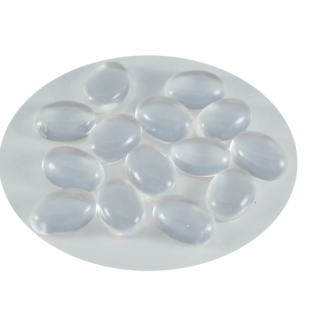 Crystal Quartz 1PC Medium 8x10 MM Oval Cabochon White Sparkling semi Precious Semi Precious Gemstone