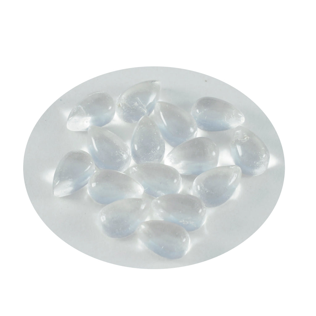 Crystal Quartz 10PC Tiny 3x5 MM Pear Cabochon White Shine semi Precious Loose Gemstones